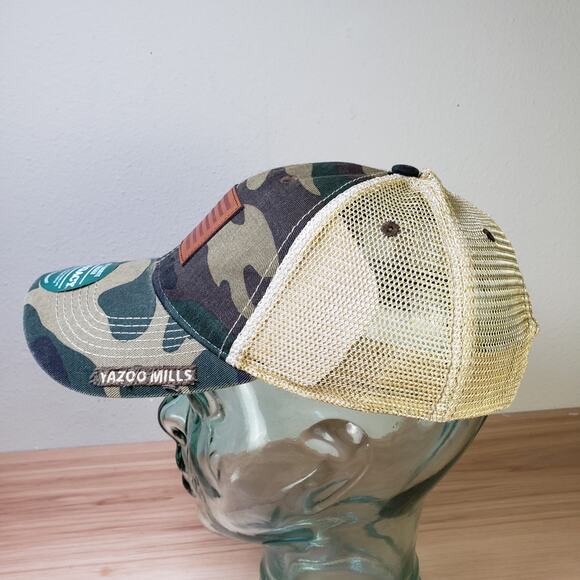 Legacy 92 Old Favorite Trucker Hat Green Camo Leather American Flag Patch New - Picture 5 of 8